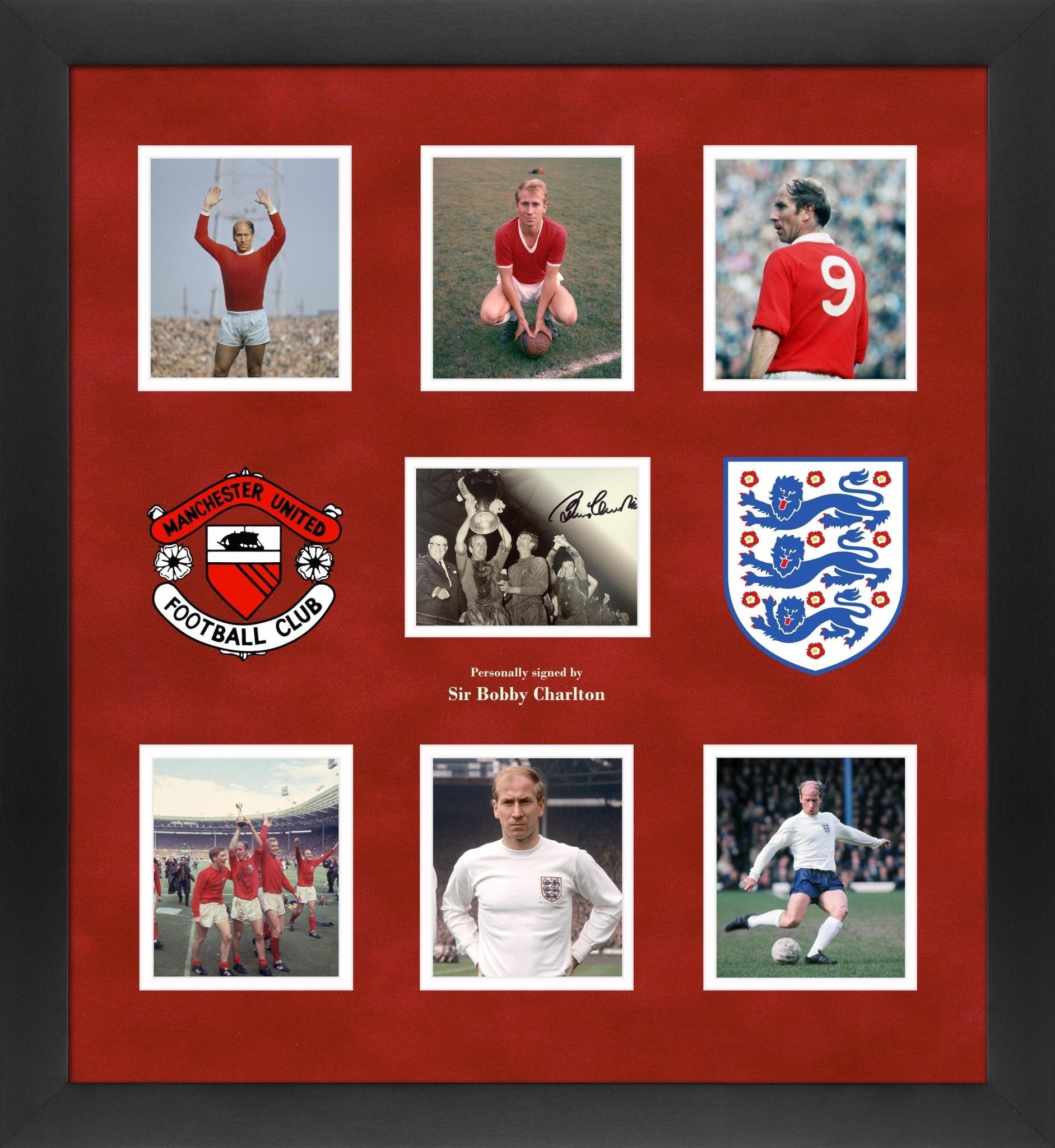 Bobby Charlton England and Manchester United Signed Photo Framed Display - Memorabilia Framers Shop